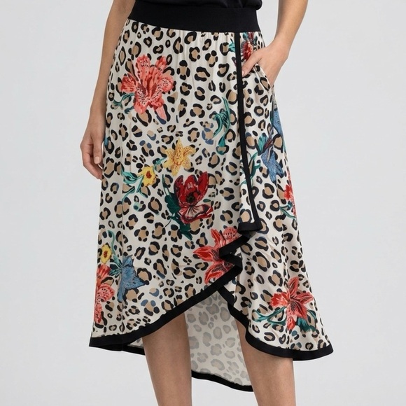 Soft Surroundings Dresses & Skirts - Soft Surroundings Floral Leopard Print Wrap Skirt Multicolor Size Petite Large